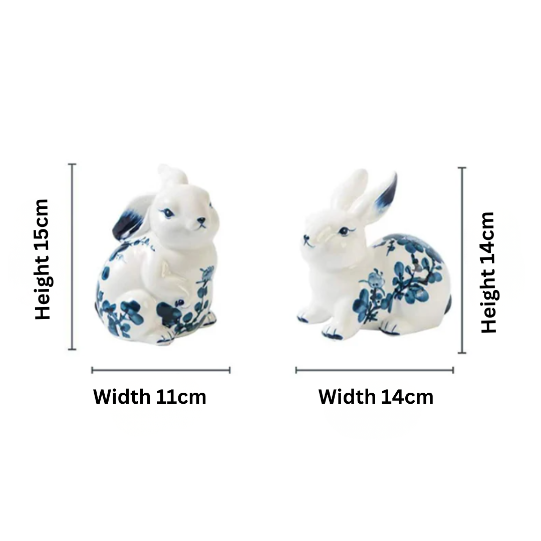Blue White Ceramic Smart Bunny