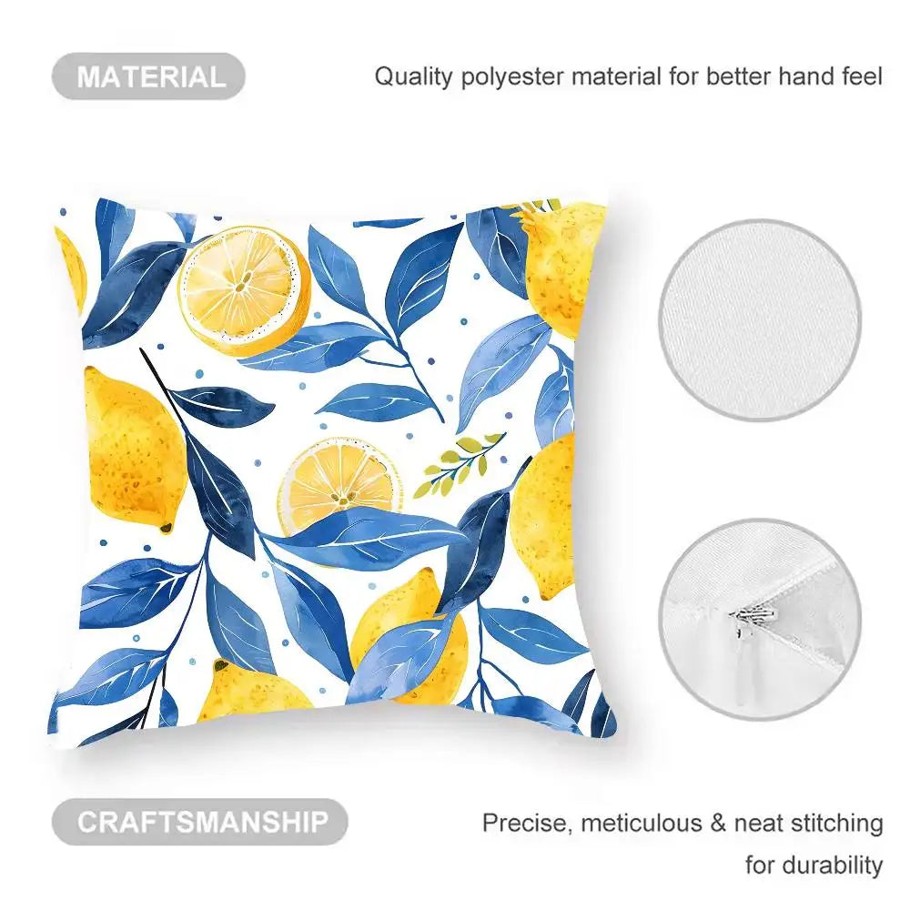 Water Color Summer Lemon Cushion Cover