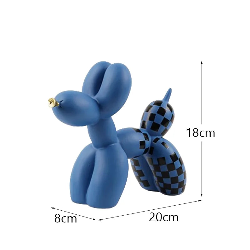Checkboard Balloon Dog Figurine