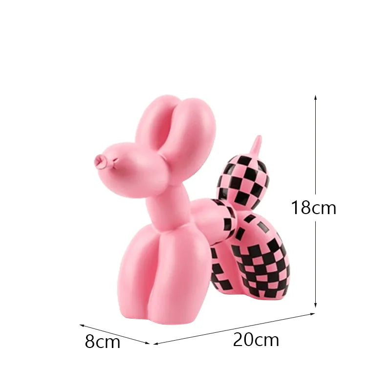 Checkboard Balloon Dog Figurine