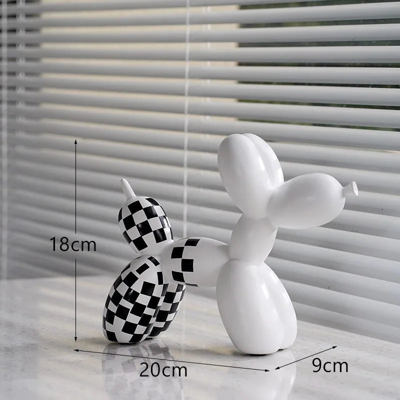 Checkboard Balloon Dog Figurine