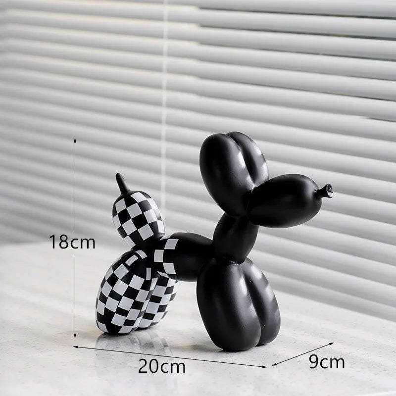 Checkboard Balloon Dog Figurine