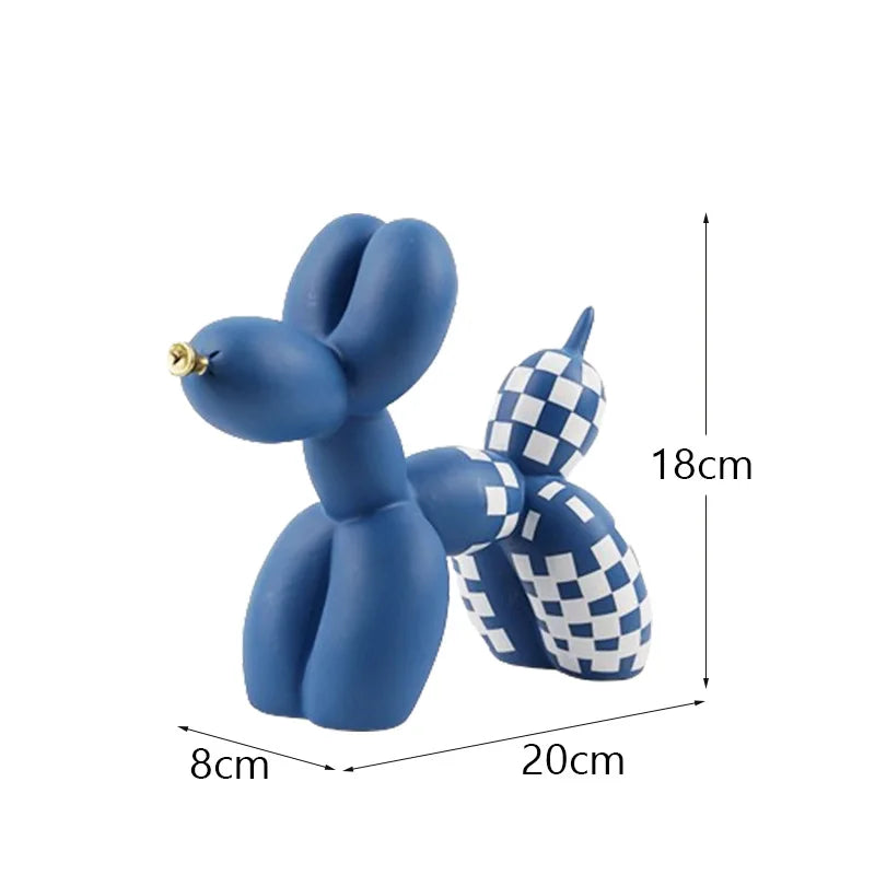 Checkboard Balloon Dog Figurine