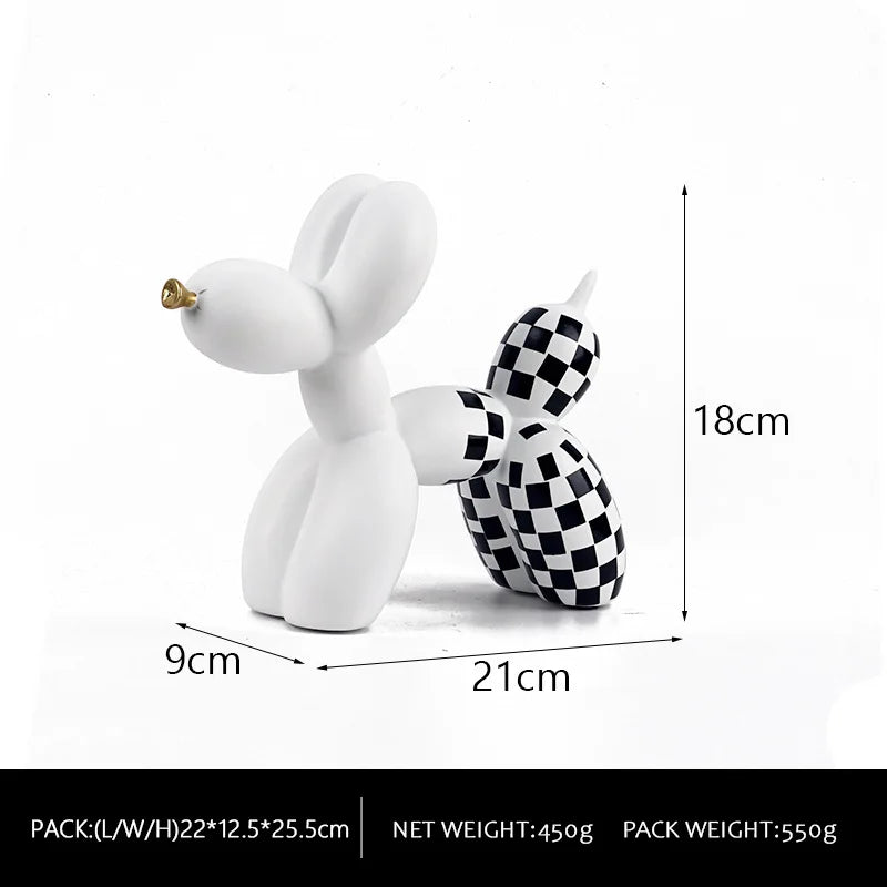 Checkboard Balloon Dog Figurine