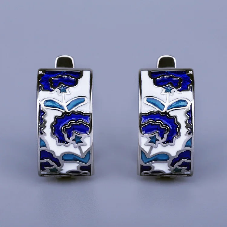 Polene Porcelain Blue Enamel Earrings
