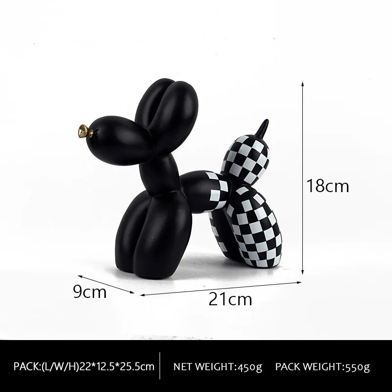 Checkboard Balloon Dog Figurine