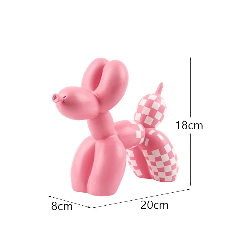 Checkboard Balloon Dog Figurine