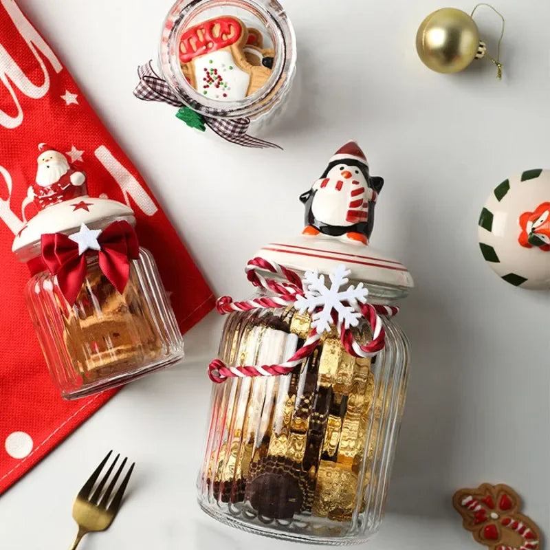 Christmas Glass Candy Jar