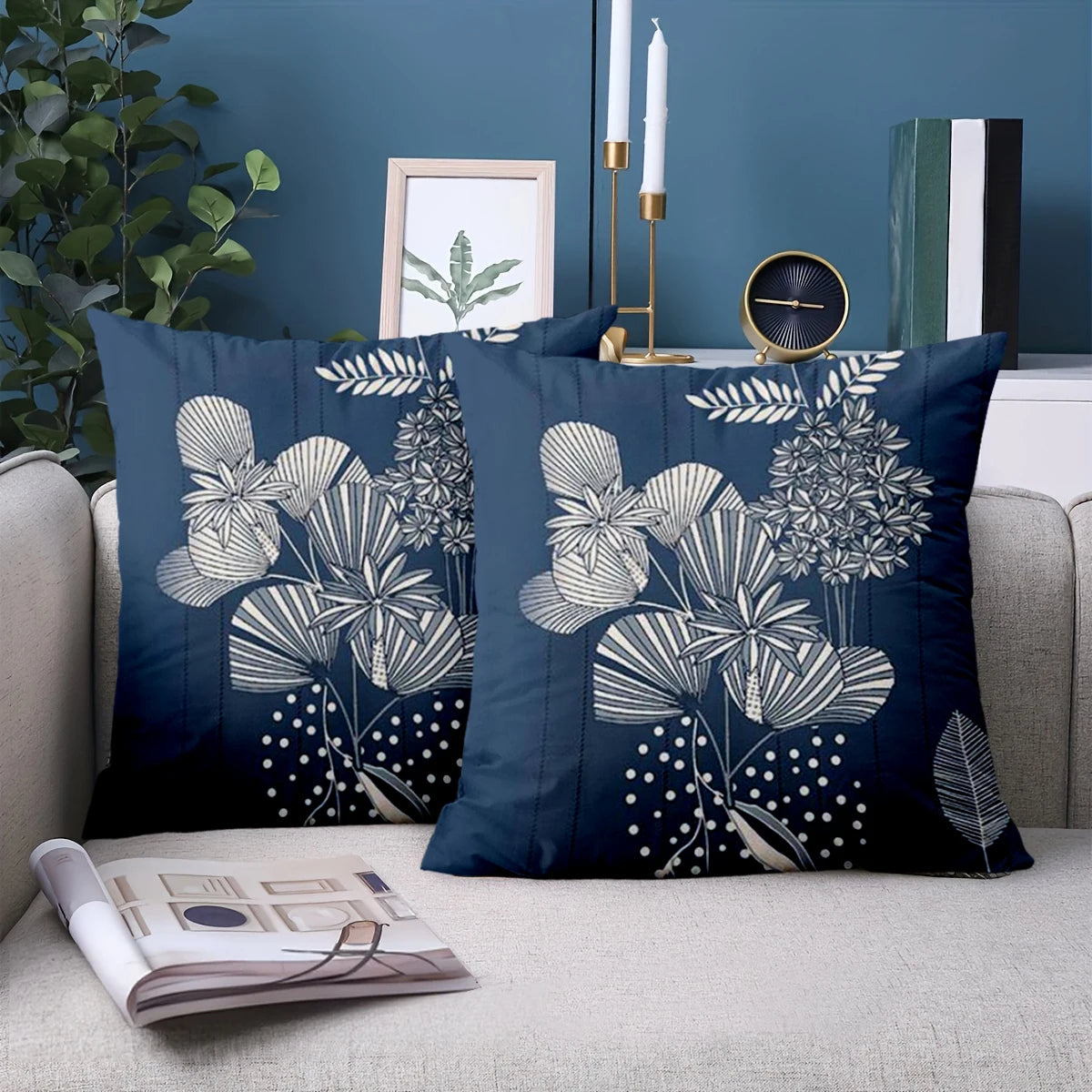 Indigo Floral Cushion Cover