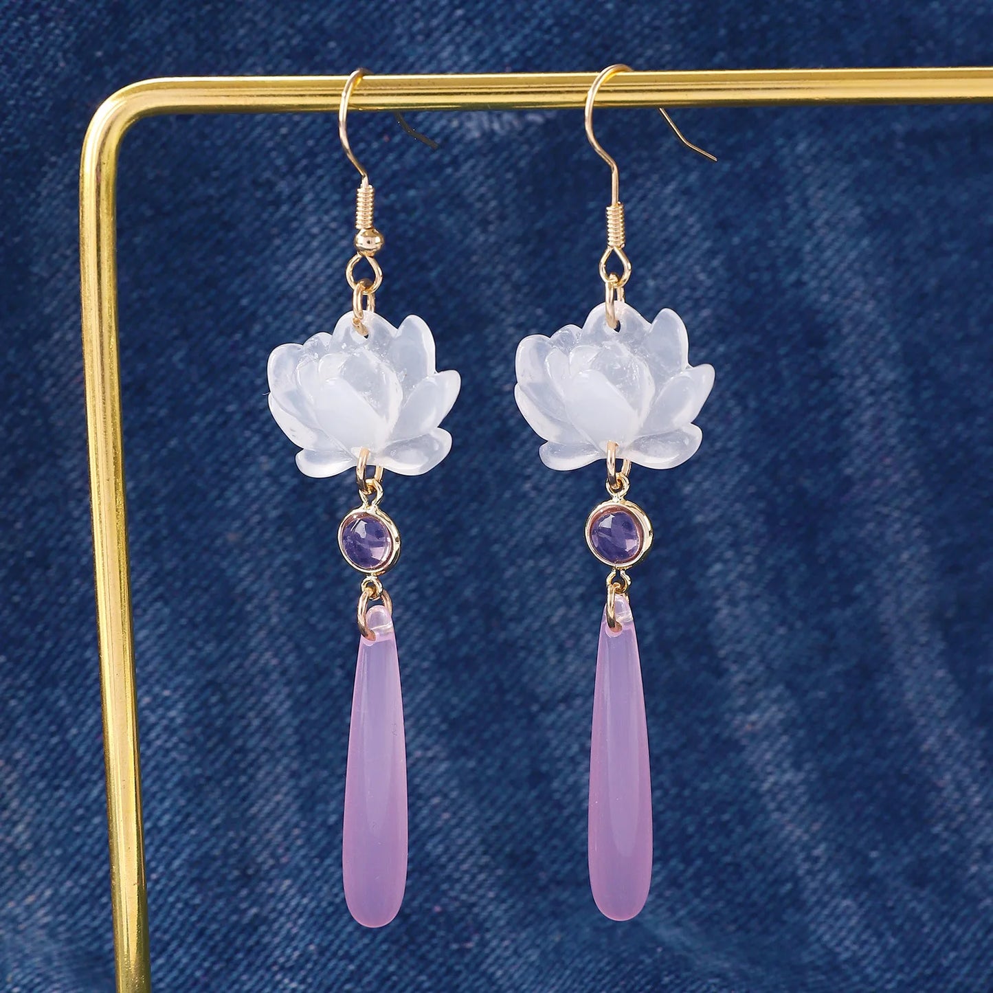Lian Ice Lotus Drop Earrings