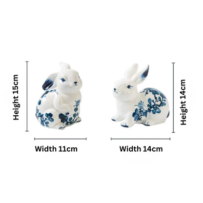 Blue White Ceramic Smart Bunny