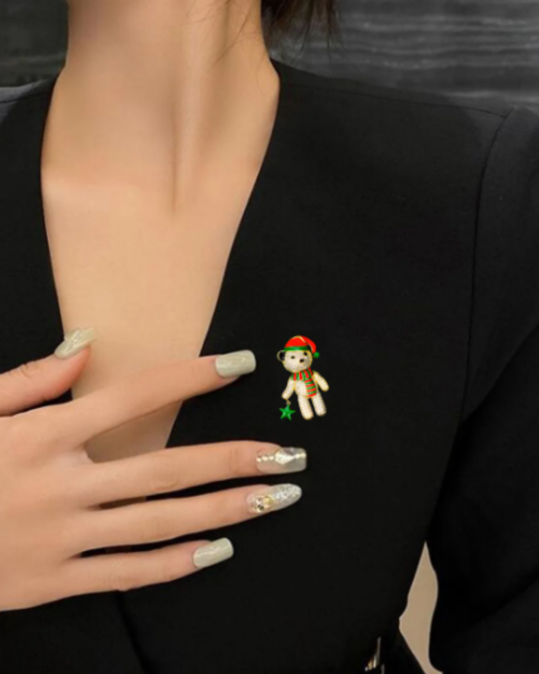 Christmas Teddy Bear Brooch