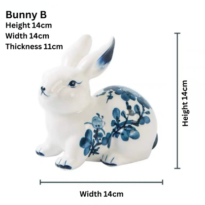 Blue White Ceramic Smart Bunny