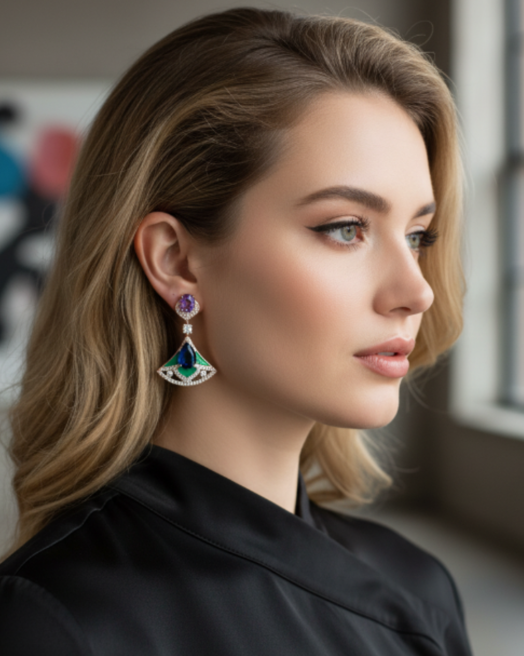 Elly Vert Fan Earrings