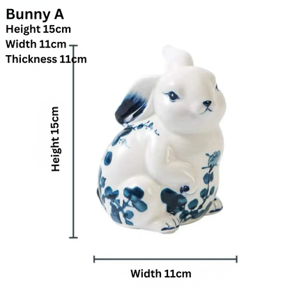 Blue White Ceramic Smart Bunny