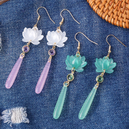 Lian Ice Lotus Drop Earrings