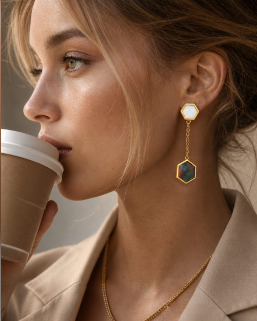 Gia Geometric Opal Earrings