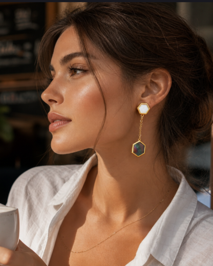 Gia Geometric Opal Earrings