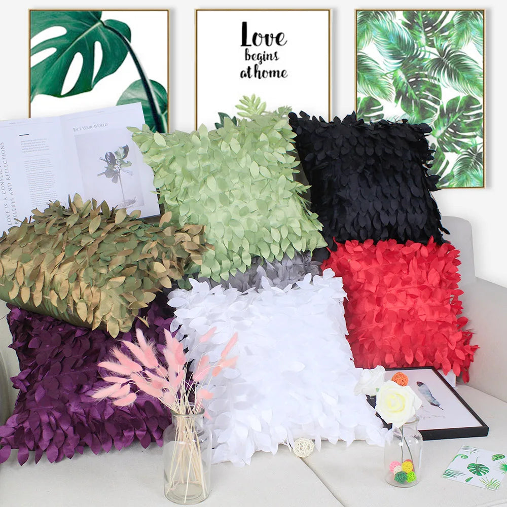 Textured Leaves Cushion Cover