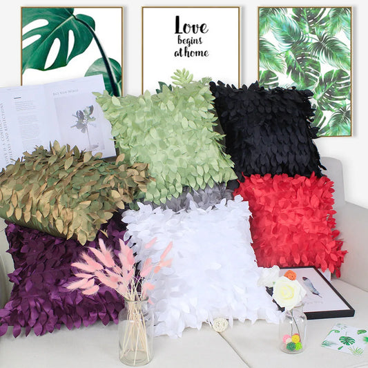 Textured Leaves Cushion Cover