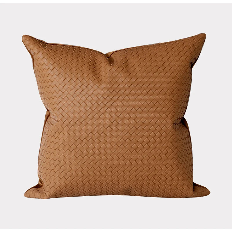 Woven Textured Leather Cushion Cover
