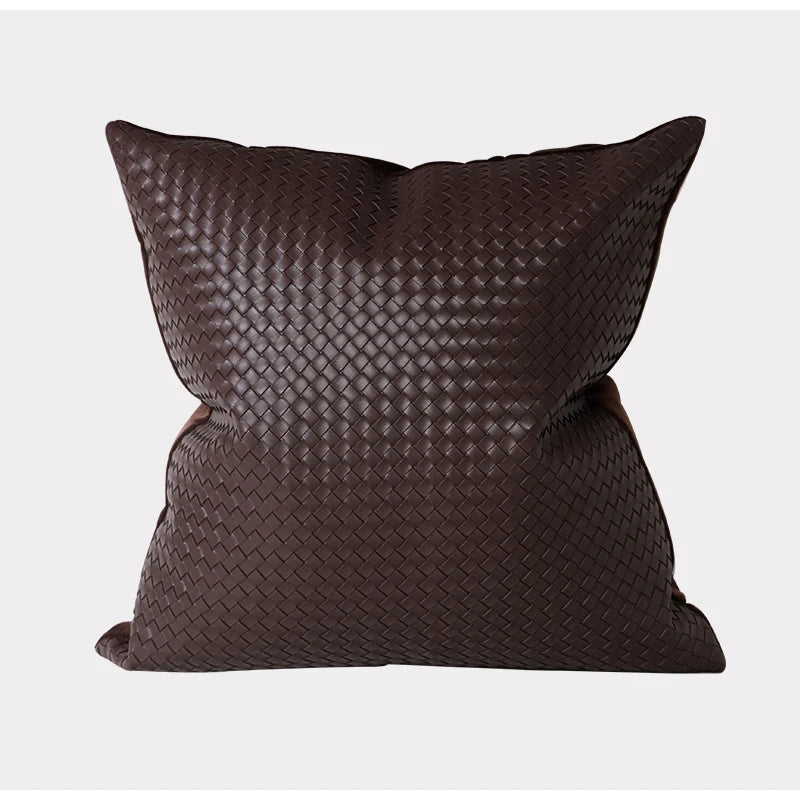 Woven Textured Leather Cushion Cover