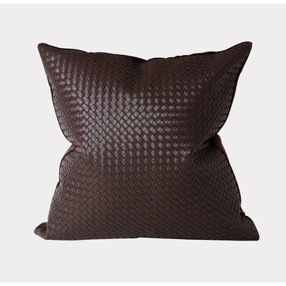 Woven Textured Leather Cushion Cover