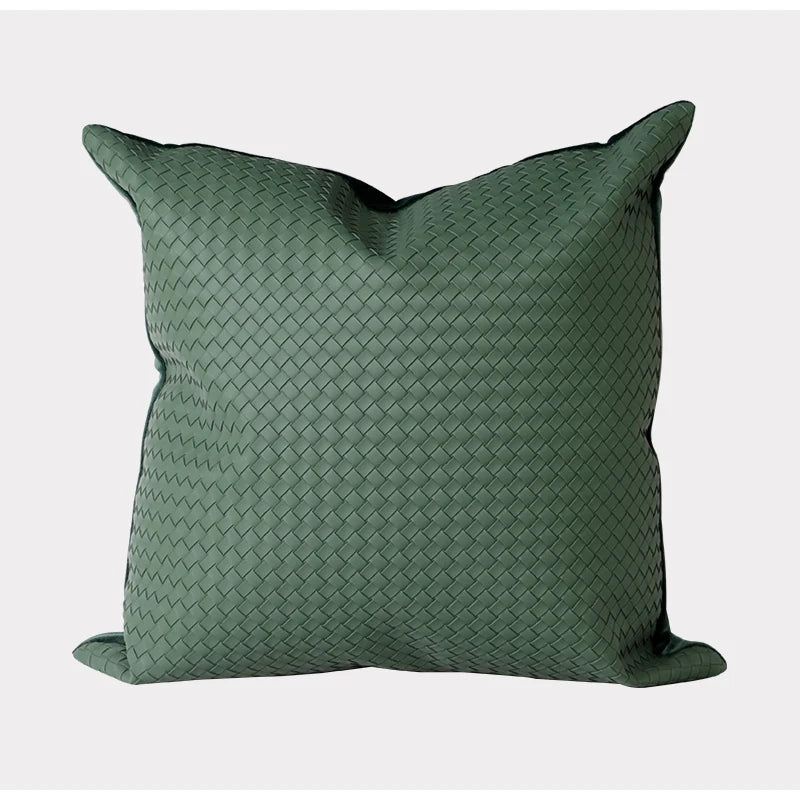 Woven Textured Leather Cushion Cover