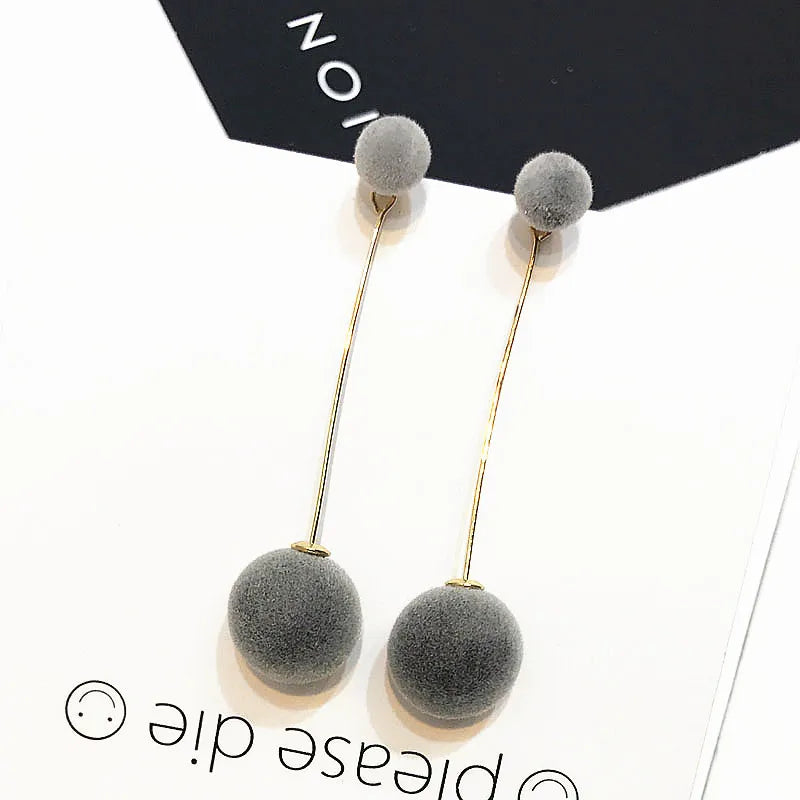 Faux Fur Pom Pom  Earrings