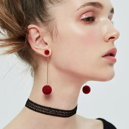 Faux Fur Pom Pom  Earrings