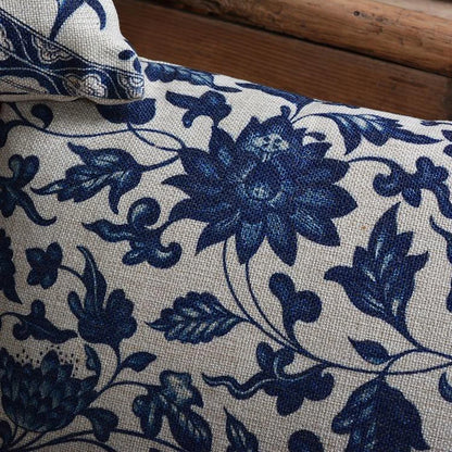 Retro Blue Floral Retro Print Cushion Covers