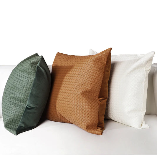 Woven Textured Leather Cushion Cover