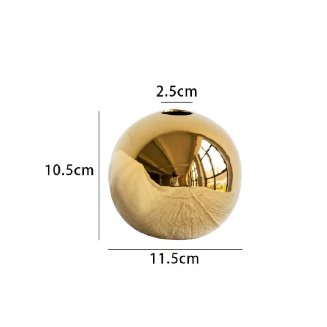 Golden Sphere Ceramic Vase