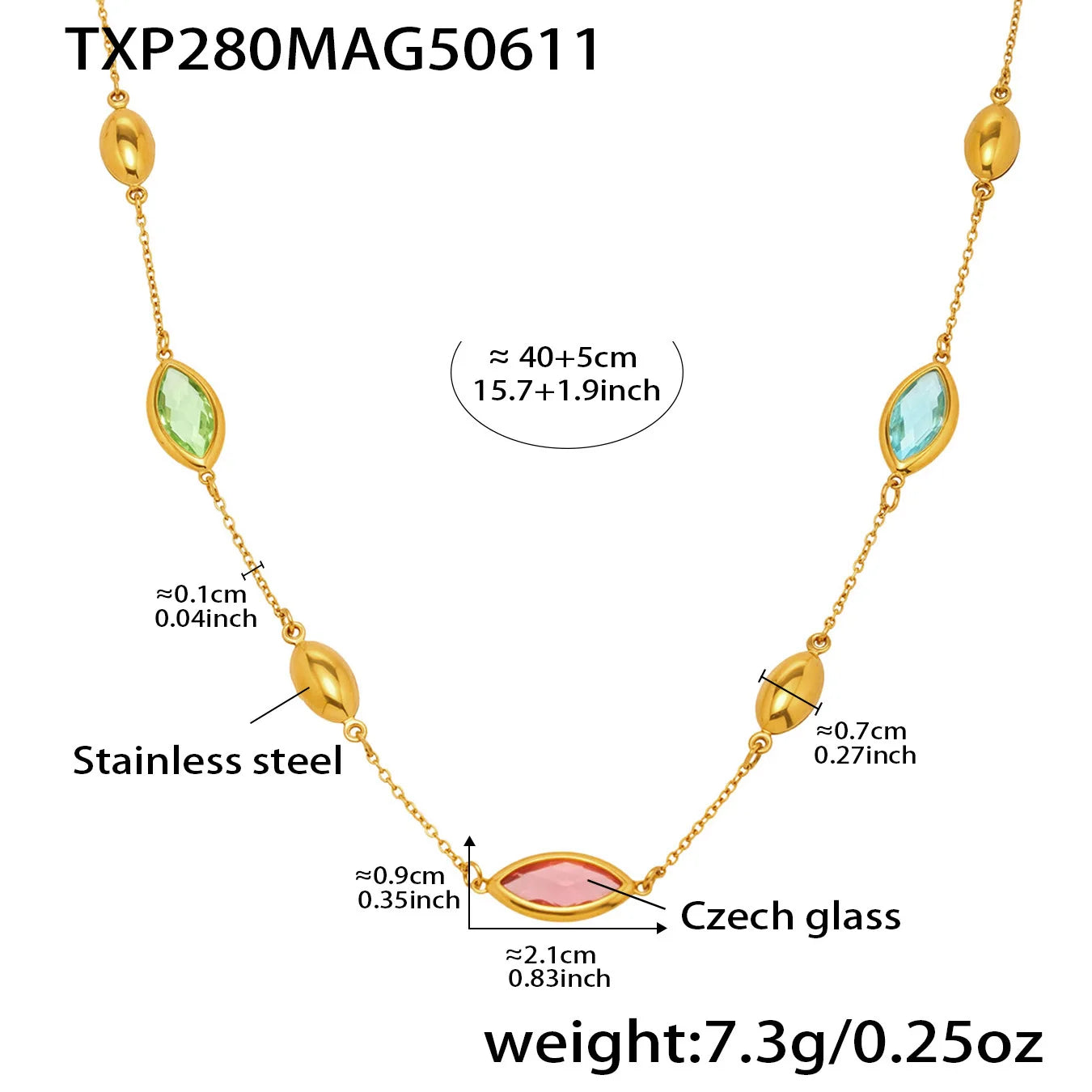 Celine Almond Rainbow Necklace