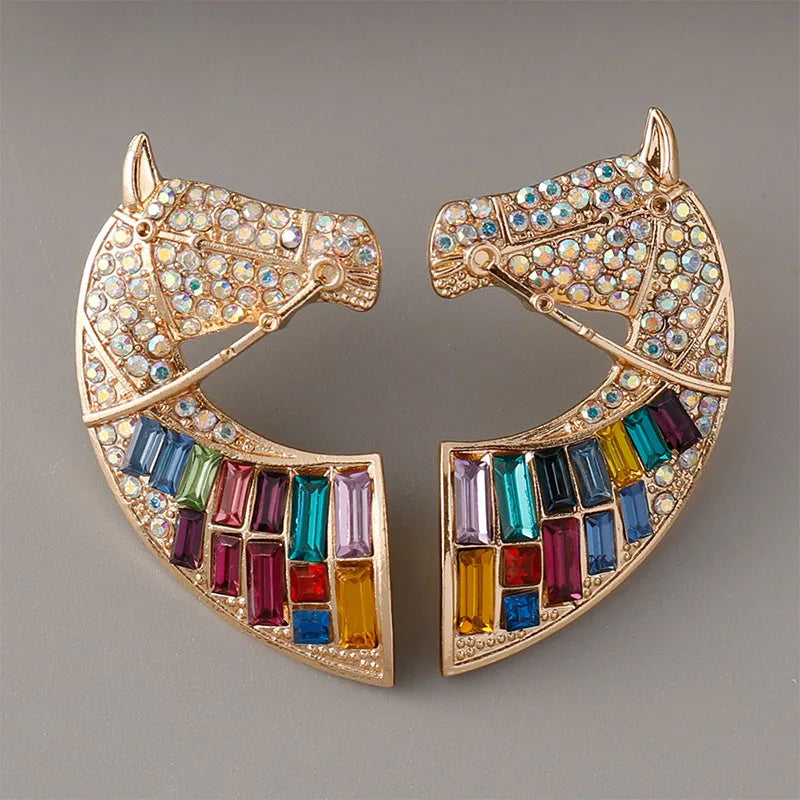 Luxe Rhinestone Horse Earrings