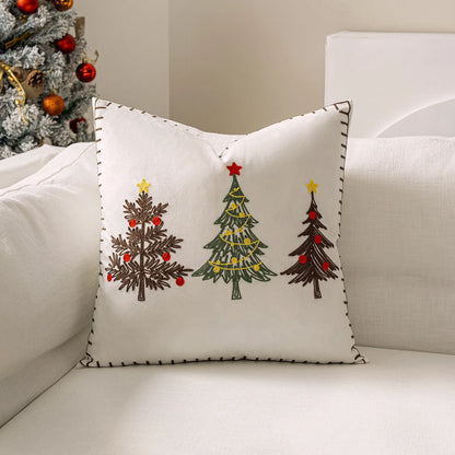 Christmas Tree Embroidered Cushion Cover