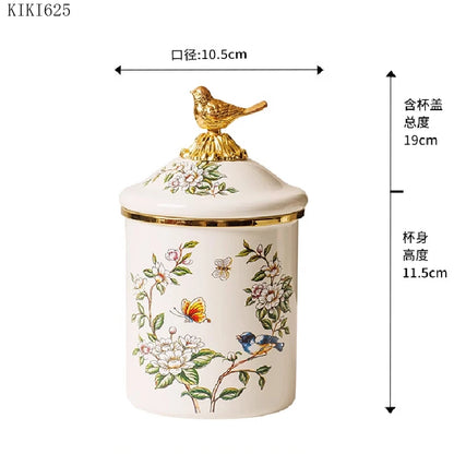 Gilded Bird Storage Jar