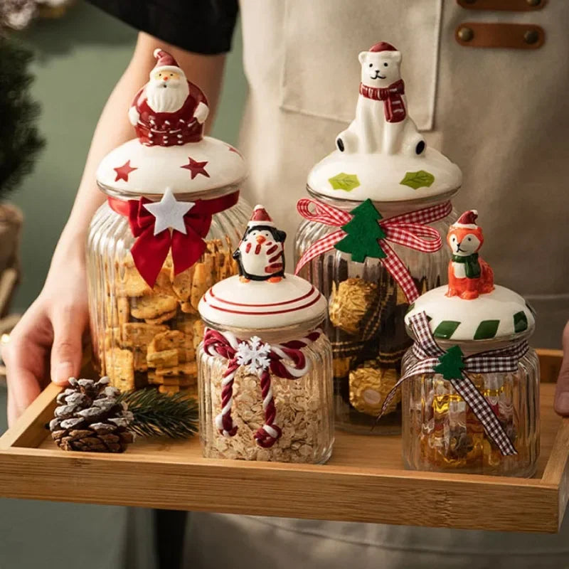 Christmas Glass Candy Jar