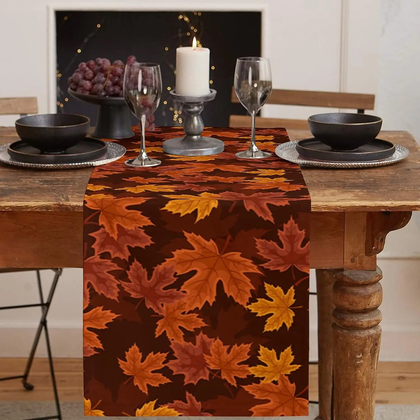 Autumn Maple Leaves Thanksgiving Table Runner