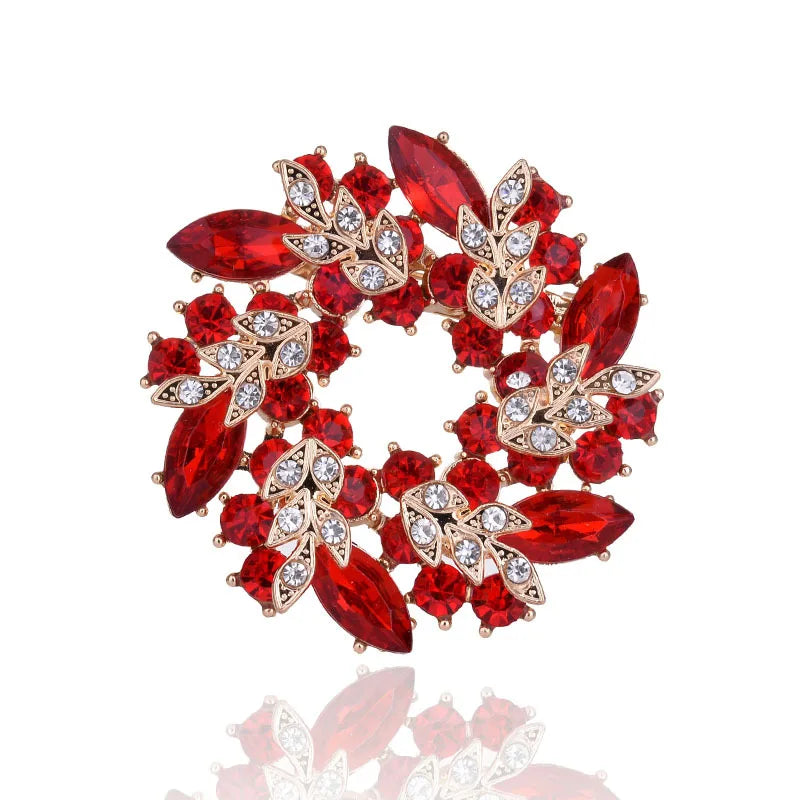 Wren Christmas Wreath Brooch