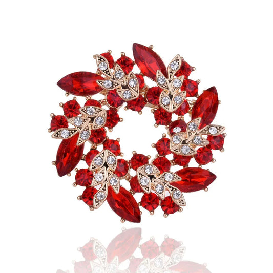 Wren Christmas Wreath Brooch