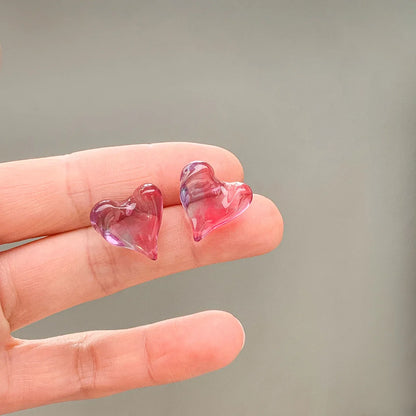 Gradient Jelly Hearts Studs