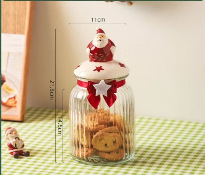 Christmas Glass Candy Jar