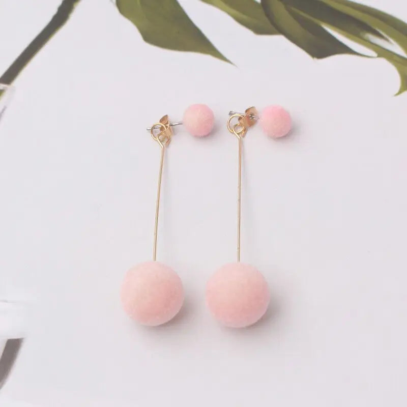 Faux Fur Pom Pom  Earrings