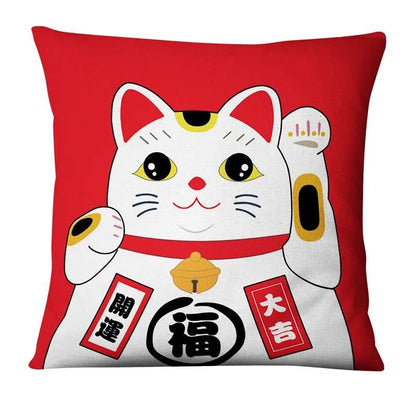 Japanese Lucky Cat Pillow Covers