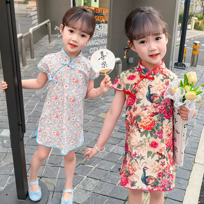 Spring Flowers A line Qipao for Kids