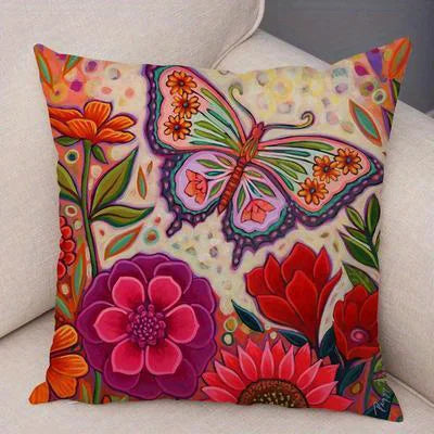 Secret Garden Cushion Cover - Flowers, Butterfliers, Dragonflies
