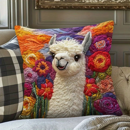 Alpaca Flowers Cushion Cover