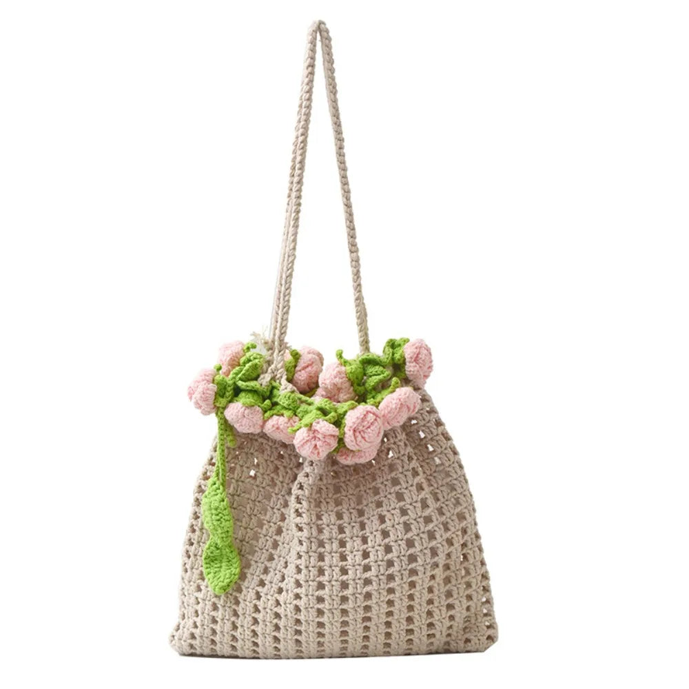 Bohemian Rose Bouquet Knit Bag