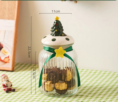 Christmas Glass Candy Jar